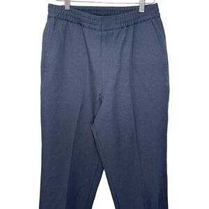 NWOT Uniqlo Pull On Pants Elastic Waist Blue Straight Leg Trousers Medium Casual